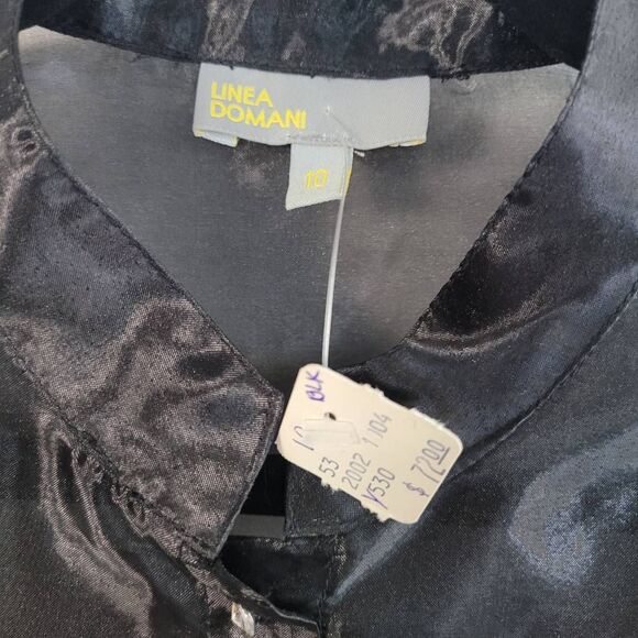 NWT deadstock vintage Linea Domani size 10 sheer black button up goth glam stree - Picture 5 of 10